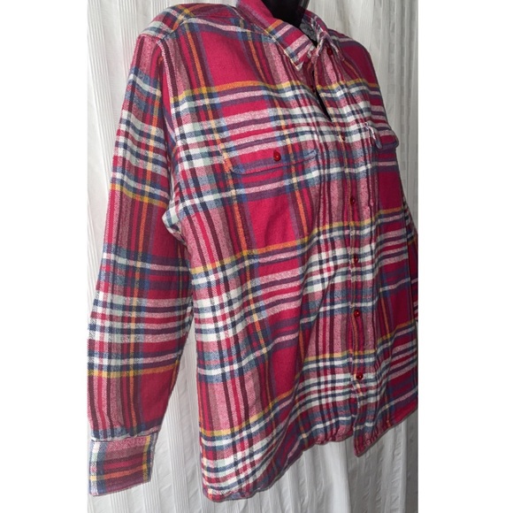 NEW Red Plaid Shacket, Size Medium - Picture 3 of 5